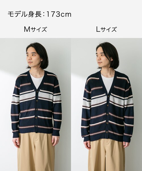 URBAN RESEARCH Sonny Label（アーバンリサーチサニーレーベル）の「マルチボーダーニットカーディガン（カーディガン/ボレロ・メンズ・ネイビー/オフ/イエロー・M/L）」の11枚目の写真