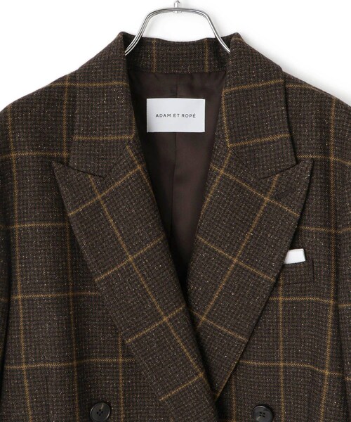 ADAM ET ROPE'（アダムエロペ）の「ダブルブレストツイード＆チェックジャケット（テーラードジャケット・レディース・グレー/ブラウン・36/38）」の21枚目の写真