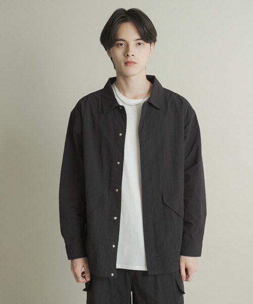 SENSE OF PLACE by URBAN RESEARCH(センスオブプレイスバイアーバンリサーチ)の「ユーティリティーロングスリーブシャツジャケット(テーラードジャケット・メンズ・BLACK/GREIGE/PURPLE・M/L)」の5枚目の写真