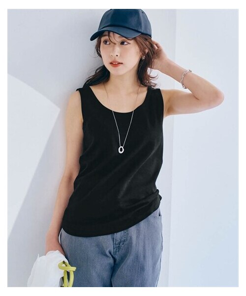 nissen（ニッセン）の「デコルテがきれいに見えるタンクトップ（UVカット、接触冷感）（Tシャツ/カットソー・レディース・黒/オフホワイト・S/M/L/LL）」の9枚目の写真
