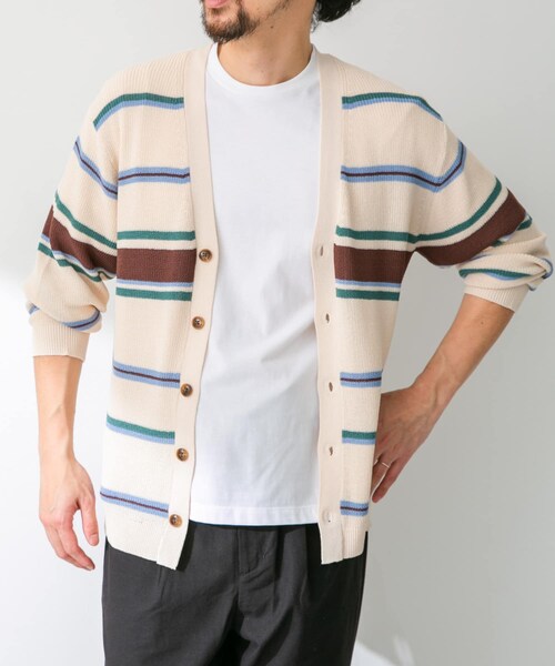 URBAN RESEARCH Sonny Label（アーバンリサーチサニーレーベル）の「マルチボーダーニットカーディガン（カーディガン/ボレロ・メンズ・ネイビー/オフ/イエロー・M/L）」の17枚目の写真