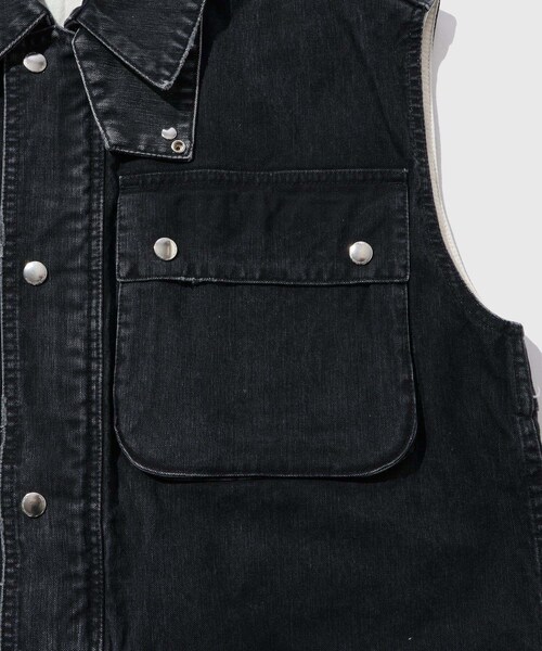 ADAM ET ROPE'（アダムエロペ）の「【JOHN MASON SMITH/ジョン メイソン スミス】SULFUR DYE HEAVY DUCK CLOTH OVERSIZED HUNTING VEST（ベスト・メンズ・ブラック・M/S）」の9枚目の写真