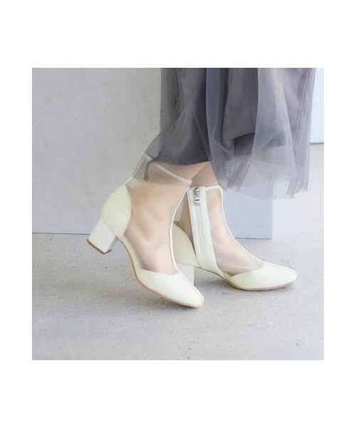 noyau(ノヤウ)の「ノヤウ noyau ブロックヒールチュールブーツ (ブーツ・レディース・BG/BL/SV/WH・S/22.5cm/M/23.5cm/L/24.5cm/LL/25cm)」の2枚目の写真