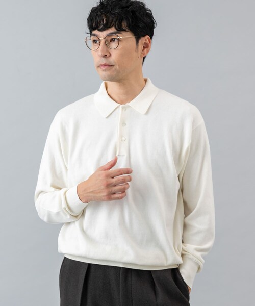 URBAN RESEARCH ROSSO（アーバンリサーチロッソ）の「コットンカシミヤニットポロシャツ（ニット/セーター・メンズ・GRAY/BLACK/IVORY/GREIGE・M/L）」の6枚目の写真