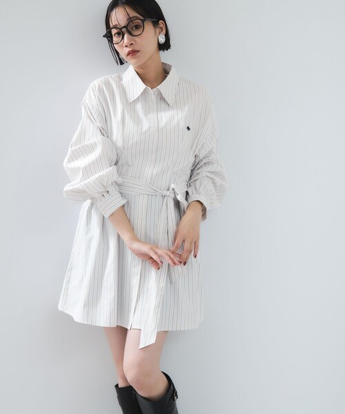 VIS（ビス）の「【POLO BCS】VIS別注ウエストタックフレアワンピース/WEB限定（ワンピース・レディース・ホワイト系/ベージュ/ブルー系・F）」の18枚目の写真