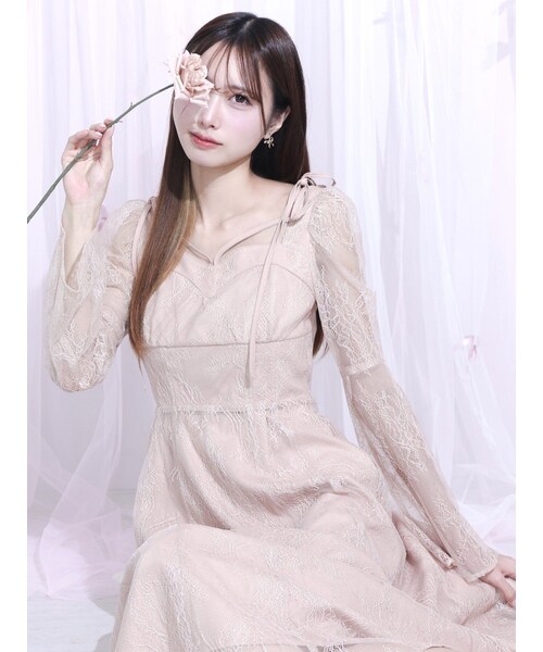 EATME（イートミー）の「リボンショルダーレースワンピース（ドレス・レディース・グレー/ブラック/ベージュ・S/M）」の17枚目の写真