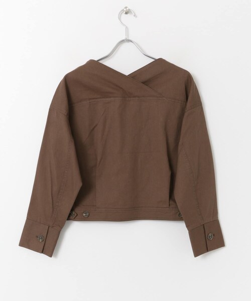 SENSE OF PLACE by URBAN RESEARCH（センスオブプレイスバイアーバンリサーチ）の「ノーカラーショートジャケット（ノーカラージャケット・レディース・BROWN/IVORY・FREE）」の10枚目の写真