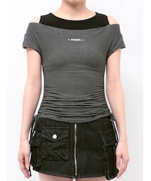 EMODA | レイヤードレープクロップドトップ(Tシャツ/カットソー)