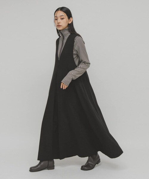 KBF（ケイビーエフ）の「『一部WEB限定カラー』2WAYフレアジャンパースカート（ワンピース・レディース・CHARCOAL/BLACK/BROWN×BLU/NAVY・36/38）」の16枚目の写真