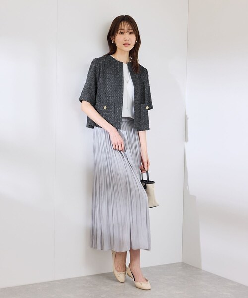 ROPE' PICNIC(ロペピクニック)の「【サマー・ツイード】ハーフスリーブジャケット(カーディガン/ボレロ・レディース・チャコール/ライトグレー/ホワイト/ネイビー・38)」の6枚目の写真