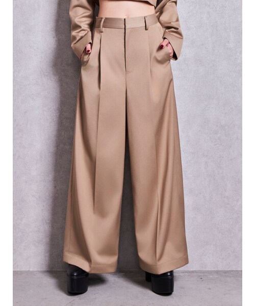 GYDA（ジェイダ）の「ハイウエストLEG BOOST WIDEパンツ（スラックス・レディース・チャコールグレー/ベージュ・F）」の2枚目の写真