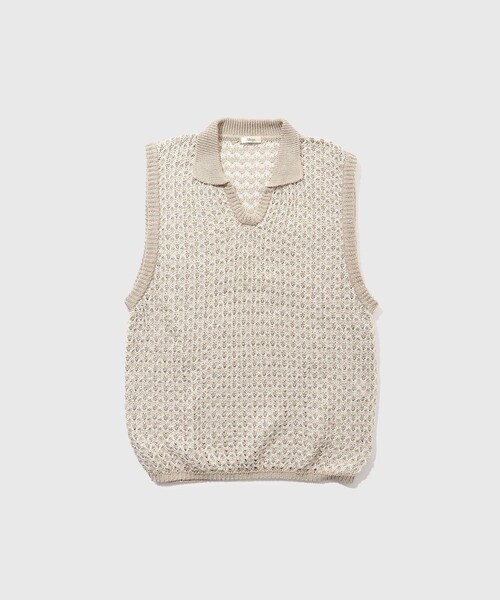 ADAM ET ROPE'(アダムエロペ)の「【Allege/アレッジ】Lace Vest(ベスト・メンズ・ダークブラウン/ベージュ・3/4)」の3枚目の写真
