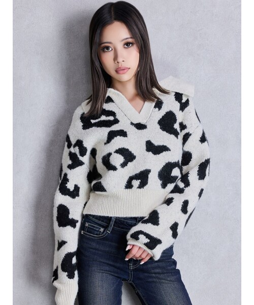 GYDA（ジェイダ）の「skipperニットトップス（ニット/セーター・レディース・グレー/パープル/ミックス/ダークミックス・F）」の7枚目の写真