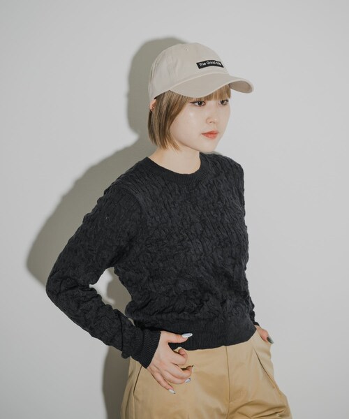 THE GOODLAND MARKET（ザグッドランドマーケット）の「COOHEM　CRUSHED CABLE KNIT PULLOVER（ニット/セーター・レディース・19BLACK/60SAX/24ORANGE・Free）」の9枚目の写真