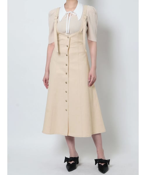 EATME（イートミー）の「フロントボタンデニムジャンスカ（デニムスカート・レディース・アイボリー/ブラック/インディゴ・S/M）」の2枚目の写真