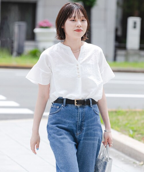 URBAN RESEARCH(アーバンリサーチ)の「フレンチスリーブスキッパーブラウス(シャツ/ブラウス・レディース・OFF WHITE/BLACK DOT/SAX・Free)」の8枚目の写真