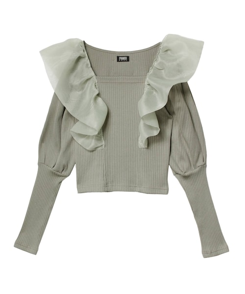 PAMEO POSE（パメオポーズ）の「Super V Top（Tシャツ/カットソー・レディース・ブラック/グリーン・F）」の9枚目の写真