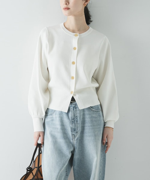 URBAN RESEARCH(アーバンリサーチ)の「コクーンスリーブカーディガン(カーディガン/ボレロ・レディース・OFF WHITE/NAVY・Free)」の1枚目の写真
