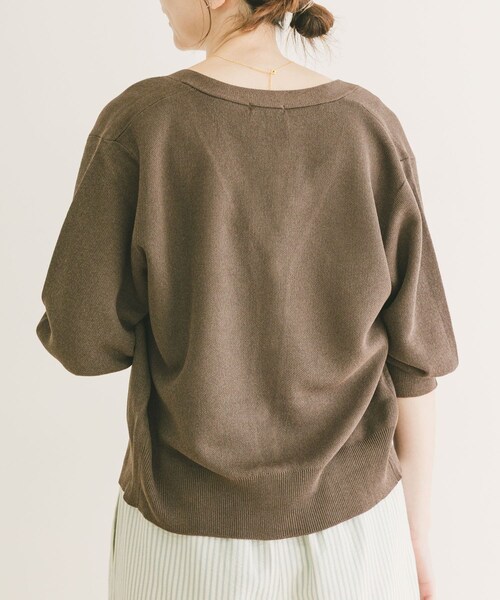 ITEMS URBANRESEARCH(アイテムズ アーバンリサーチ)の「Vネックハーフスリーブニットカーディガン(カーディガン/ボレロ・レディース・SILVER/BRN/L.YEL・Free)」の6枚目の写真
