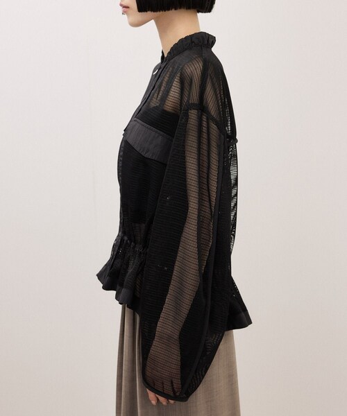 ADAM ET ROPE'（アダムエロペ）の「ドロストメッシュシャツ（シャツ/ブラウス・レディース・ブラック/ホワイト/ダークブラウン・F）」の22枚目の写真