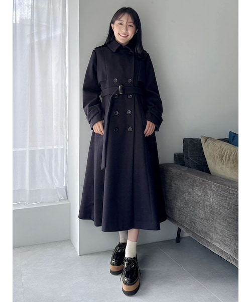 dazzlin（ダズリン）の「2WAYカラーウールライクトレンチコート（トレンチコート・レディース・ブラウン/アイボリー/ネイビー/グレー/ブラック・S/M）」の6枚目の写真