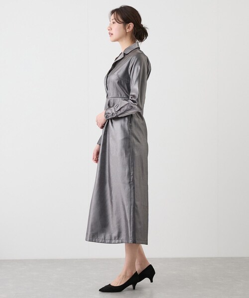 Jayro（ジャイロ）の「開衿Iラインワンピース（ワンピース・レディース・チャコール/キナリ/ベージュ・M）」の10枚目の写真