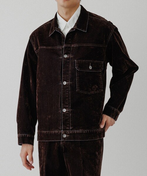 ADAM ET ROPE'（アダムエロペ）の「【ISKO】フロッキー デニムジャケット / ADAM ET ROPE' JEANS -PERS-（デニムジャケット・メンズ・ブラック系/ダークブラウン系・L/M）」の6枚目の写真