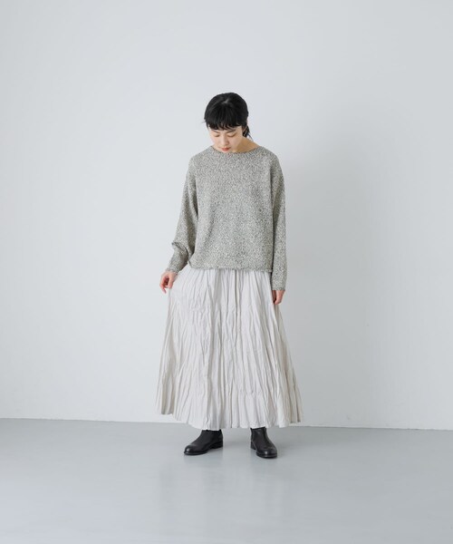 かぐれ（カグレ）の「テープヤーンボートネックニット（ニット/セーター・レディース・L/BEIGE/BLACK・Free）」の22枚目の写真