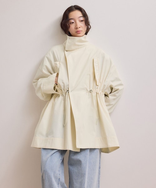 ADAM ET ROPE'(アダムエロペ)の「【WEB限定】・【サステナブル】スタンドカラーハーフモッズコート(モッズコート・レディース・ブラック/オフホワイト/ブラウン系・F)」の2枚目の写真