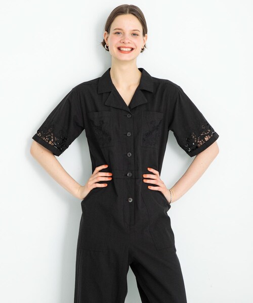 URBAN RESEARCH Sonny Label（アーバンリサーチサニーレーベル）の「エンブロイダリーコットンオールインワン（サロペット/オーバーオール・レディース・チャコールブラウン/ブラック・36/38）」の10枚目の写真