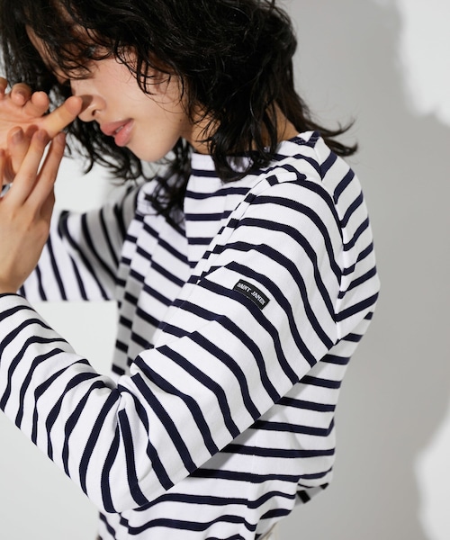 ADAM ET ROPE'(アダムエロペ)の「【SAINT JAMES for ADAM ET ROPE'】セントジェームス別注OUESSANT(Tシャツ/カットソー・レディース・ネイビー/ブルー/ピンク/イエロー・1/3/5)」の2枚目の写真