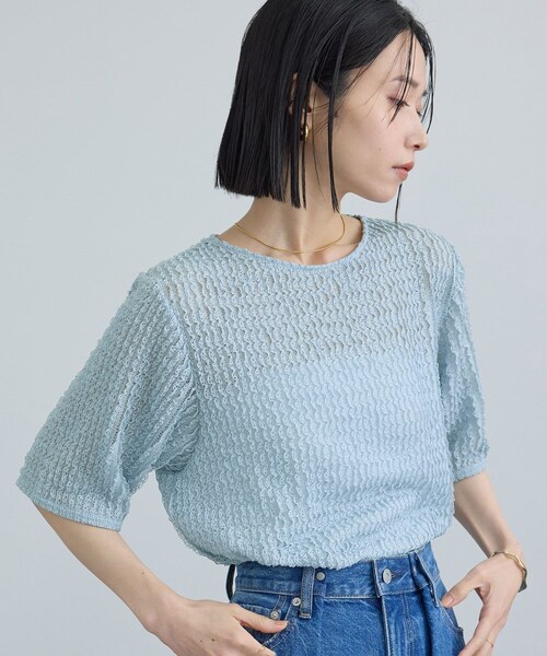 ADAM ET ROPE'(アダムエロペ)の「【WEB限定】ティアードラッセルシアーTシャツ(Tシャツ/カットソー・レディース・ブラック/ホワイト/サックス・F)」の20枚目の写真