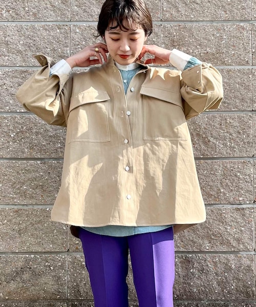 ITEMS URBANRESEARCH（アイテムズ アーバンリサーチ）の「ステッチオーバージャケット（カバーオール・レディース・BEG/BLK・FREE）」の2枚目の写真