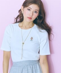 nissen | ＜大きいサイズ＞テレコリブ くま刺しゅうＴシャツ marun(Tシャツ/カットソー)