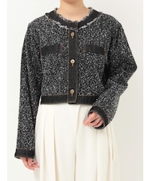 LAGUNAMOON | ツイードライクノーカラーデニムジャケット(デニムジャケット)