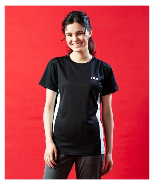 nissen（ニッセン）の「大きいサイズサイド切替ドライメッシュTシャツ（UVカット・吸汗速乾）／FILA（Tシャツ/カットソー・レディース・ホワイト系/ブラック系・L/LL/3L/4L/5L/6L/8L/10L）」の9枚目の写真