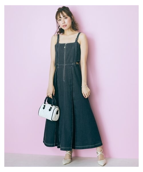 nissen（ニッセン）の「大きいサイズ デニムジャンパースカート marun（ワンピース・レディース・ライトブルー/ブラック・L/LL/3L/4L/5L/6L/8L/10L）」の6枚目の写真