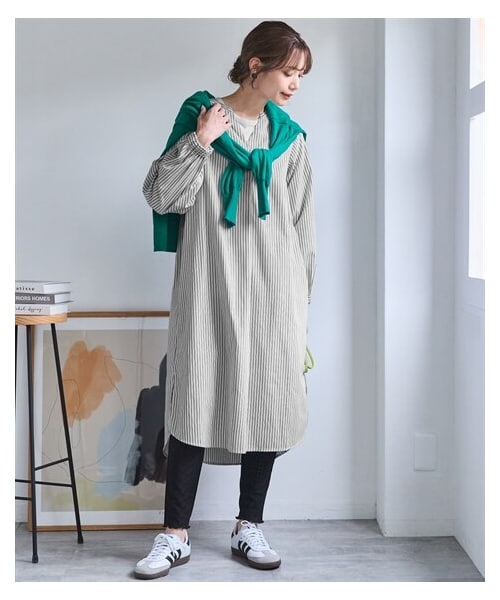 nissen（ニッセン）の「＜大きいサイズ＞スキッパーシャツワンピース（ワンピース・レディース・ブルー系/ラベンダー系/オフホワイト系/マスタード系・L/LL/3L/4L/5L/6L/8L/10L）」の14枚目の写真