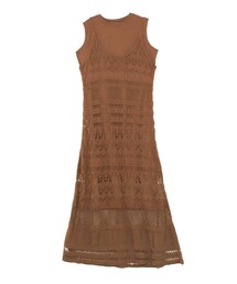 LAGUNAMOON | 編み柄レイヤードニットワンピース(ワンピース)