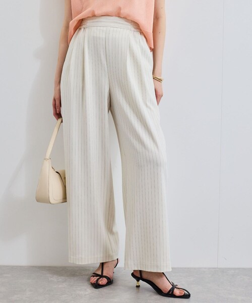 VIS（ビス）の「【接触冷感/UVケア】ピンストライプリラックスワイドパンツ（その他パンツ・レディース・グレー/キナリ/ネイビー系・M/S）」の17枚目の写真