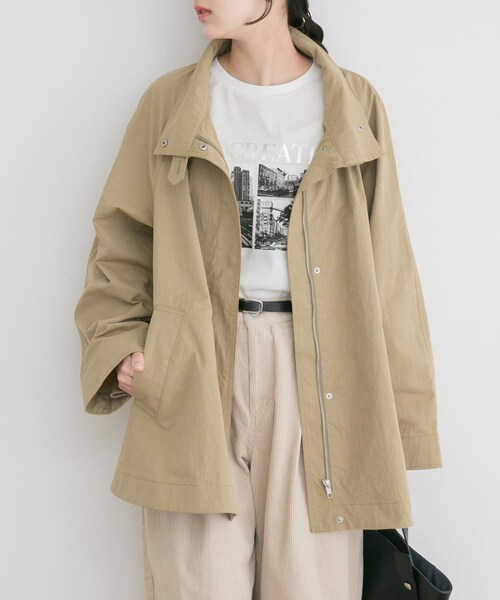 ITEMS URBANRESEARCH(アイテムズ アーバンリサーチ)の「テントラインハーフコート(テーラードジャケット・レディース・SAND/SAGE・Free)」の3枚目の写真