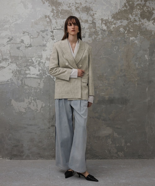 ADAM ET ROPE'（アダムエロペ）の「【EMOELLE】シルクネップテーラードジャケット（テーラードジャケット・レディース・ダークブラウン系/ベージュ/ベージュ系・36/38）」の17枚目の写真