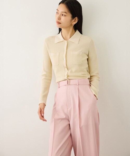 ROPE'(ロペ)の「ポロニットカーディガン/イージーケア(カーディガン/ボレロ・レディース・ブラック/ベージュ/ピンク・F)」の14枚目の写真