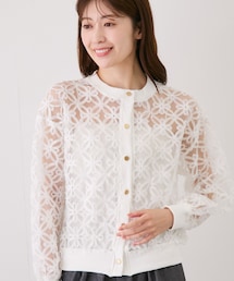 フラワー刺繍シアーブルゾン