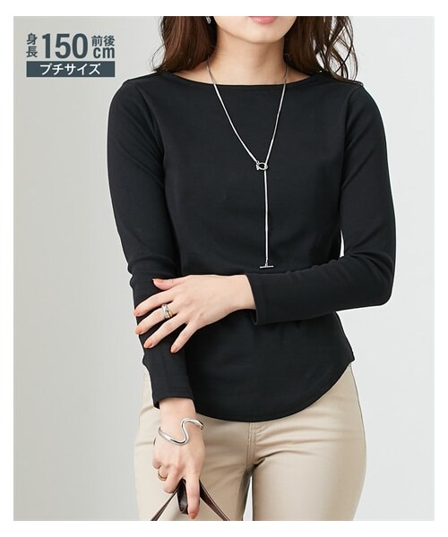 nissen（ニッセン）の「小さいサイズ　コットンフライスボートネック長袖Tシャツ　低身長さん・小柄女性（Tシャツ/カットソー・レディース・ホワイト/杢グレー/ブラック・PSS/PS/PM/PL）」の20枚目の写真