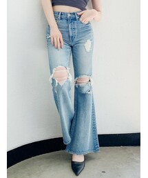 GYDA | KNEEダメージベルボトムデニムパンツ(デニムパンツ)