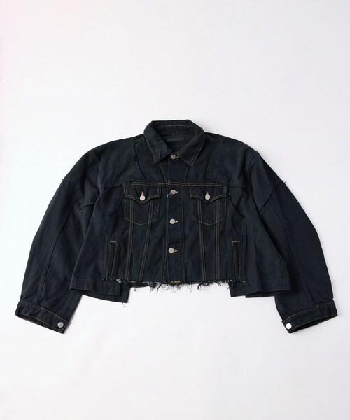 ADAM ET ROPE'(アダムエロペ)の「【QUIITO】REMAKE DENIM JACKET BLACK(デニムジャケット・レディース・ブラック・F)」の3枚目の写真