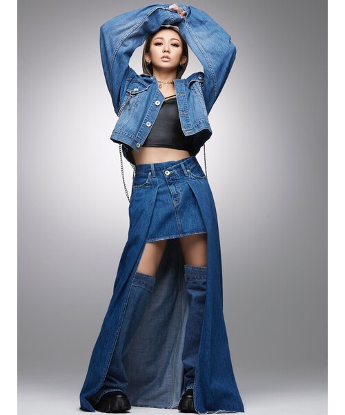 ⭐︎つーたむ⭐︎倖田來未OVERLAP EMBOSSロングデニム GYDA（ジェイダ）の「【倖田來未コラボ】OVERLAP EMBOSSロング