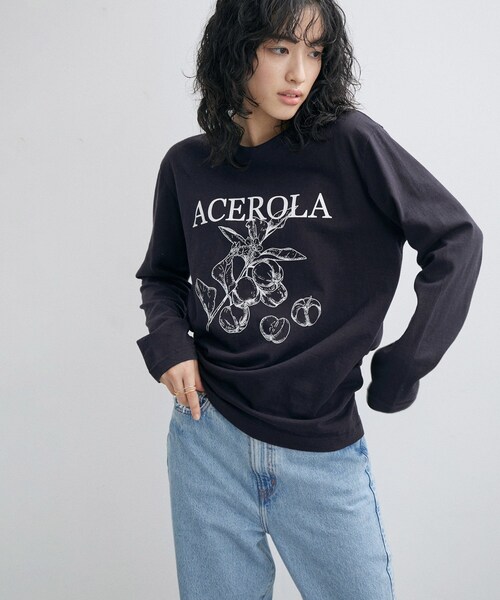 ADAM ET ROPE'（アダムエロペ）の「【GOOD ROCK SPEED】別注 ACEROLA LONG SLEEVE TEE（Tシャツ/カットソー・レディース・ホワイト/ネイビー/ピンク・F）」の5枚目の写真