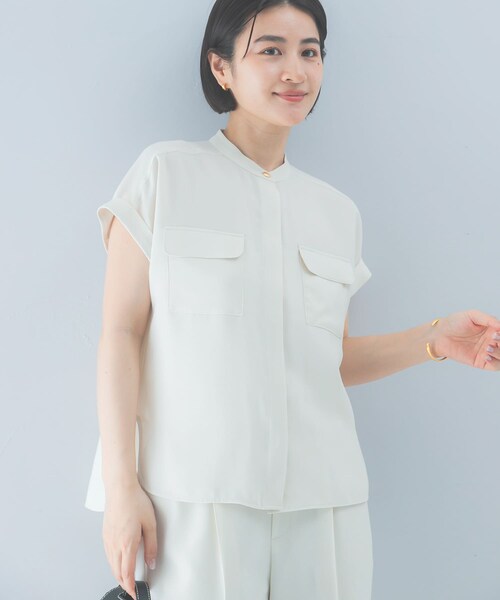 URBAN RESEARCH ROSSO（アーバンリサーチロッソ）の「クールタッチ吸水速乾ポケットフレアブラウス（シャツ/ブラウス・レディース・IVORY/D/NAVY・Free）」の9枚目の写真